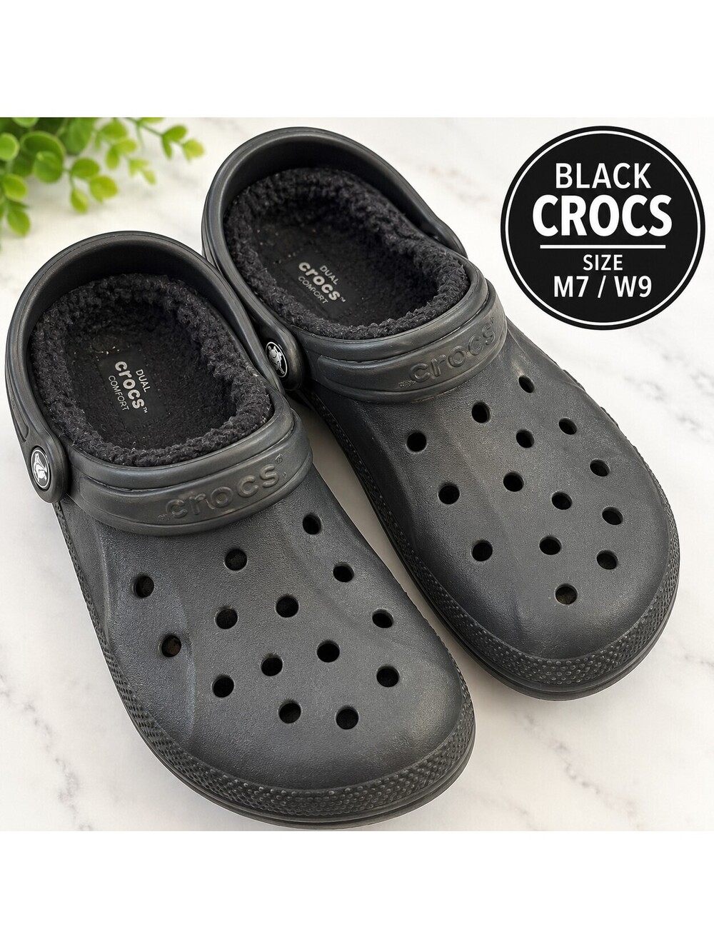 Crocs | Men's 7/Women's 9 | Dual Comfort Black Fleece Lined Clogs